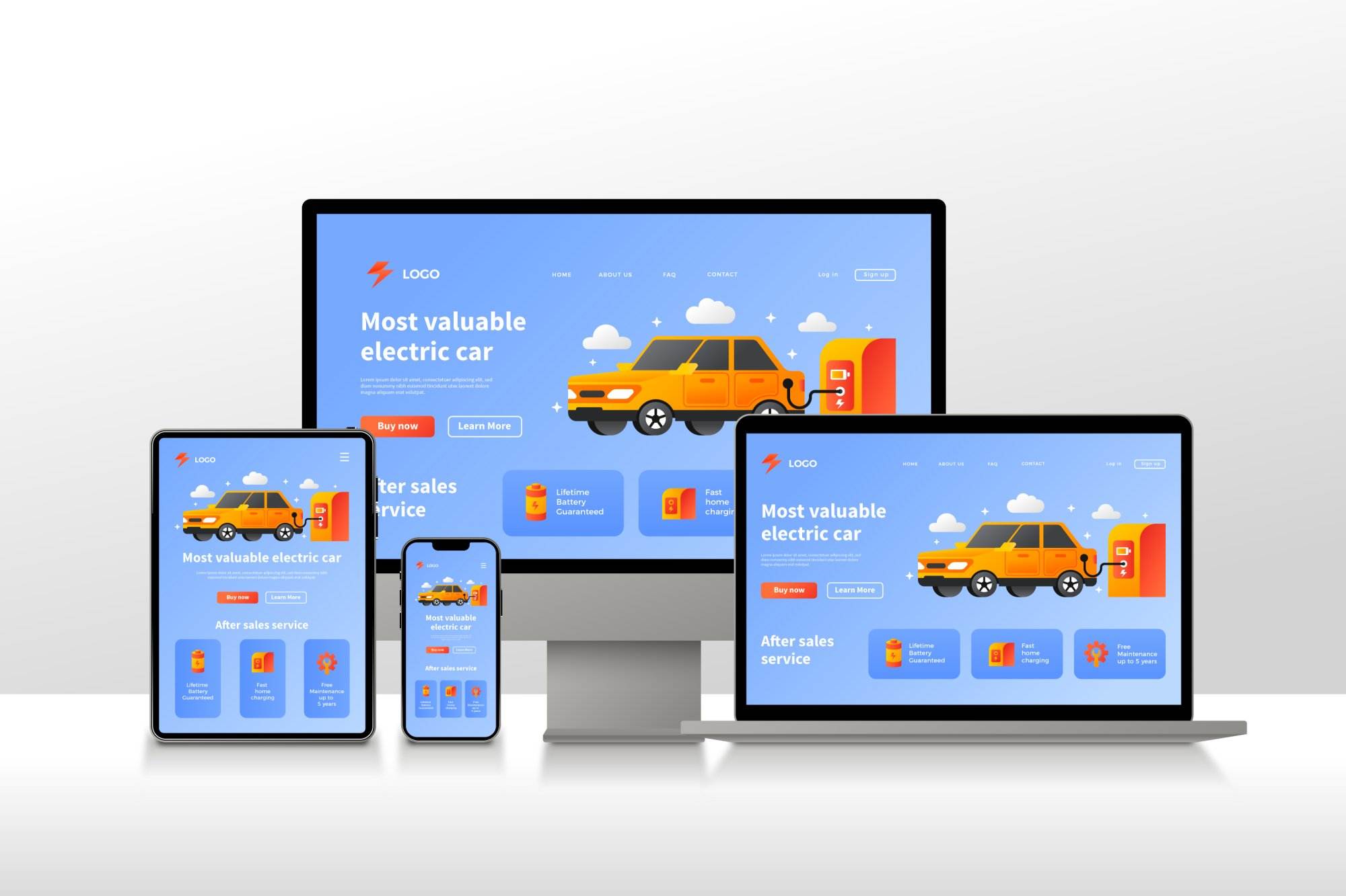 Multiple devices showing the responsive design of website